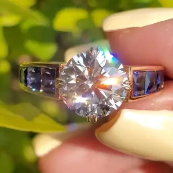 3ct Round Cut White Sapphire Art-deco Engagement Ring