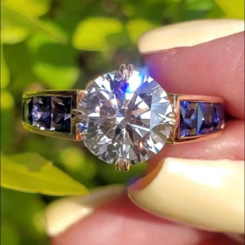 3ct Round Cut White Sapphire Art-deco Engagement Ring