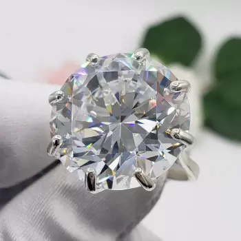 20ct Huge Round Cut Eight Prong Solitaire Engagement Ring