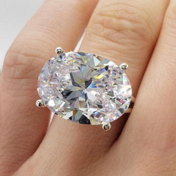 12.8ct East-west Oval Cut Solitaire Engagement Ring