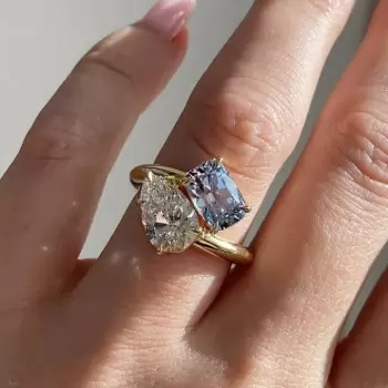 5ctw Cushion Cut Light Blue Sapphire Toi Et Moi Ring