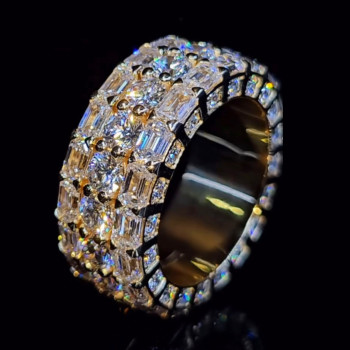 11ctw Round and Emerald Cut Unisex Eternity Ring