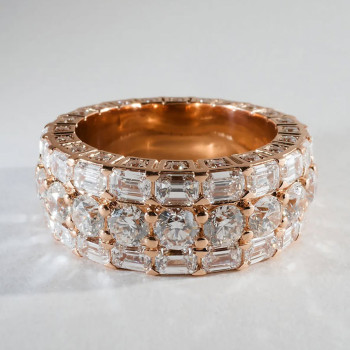 11ctw Round and Emerald Cut Unisex Eternity Ring