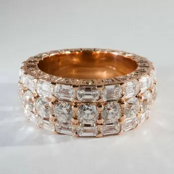 11ctw Round and Emerald Cut Unisex Eternity Ring