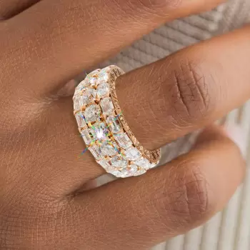 11ctw Round and Emerald Cut Unisex Eternity Ring