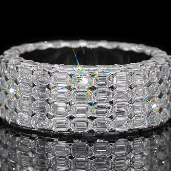 18ctw Allover Emerald Cut White Sapphire Unisex Eternity Ring