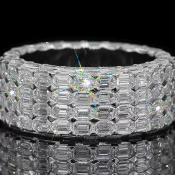 18ctw Allover Emerald Cut White Sapphire Unisex Eternity Ring