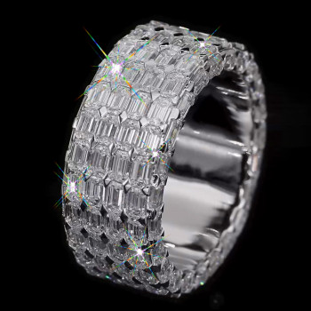 18ctw Allover Emerald Cut White Sapphire Unisex Eternity Ring