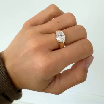 5.8ct East-west Oval Cut Classic Dome Engagement Ring