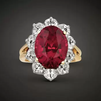 9.3ct Oval Cut Ruby Classic Halo Cocktail Ring