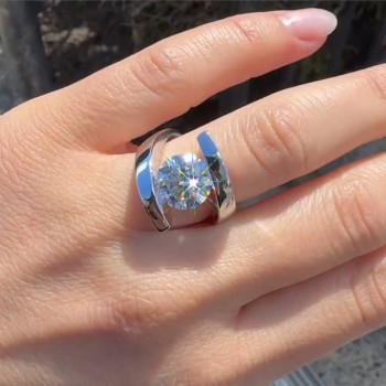 3ct Round Cut White Sapphire Bypass Engagement Ring