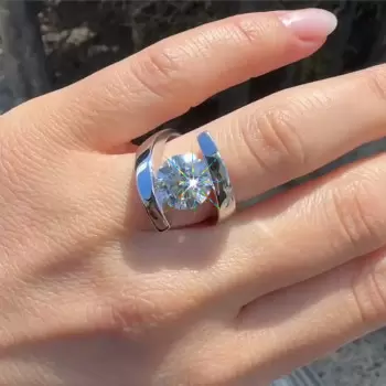 3ct Round Cut White Sapphire Bypass Engagement Ring
