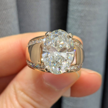 5.8ct Oval Cut Rose Gold Tone Chunky Engagement Ring