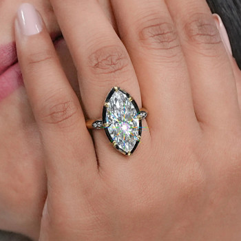 8ct Huge Marquise Cut Vintage Two Tone Engagement Ring