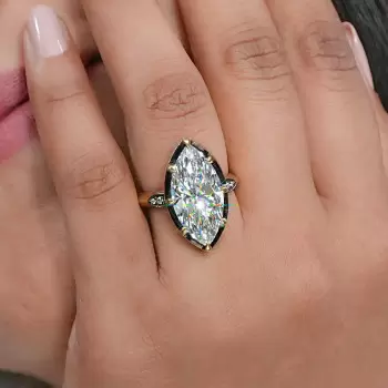 8ct Huge Marquise Cut Vintage Two Tone Engagement Ring