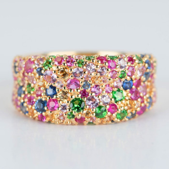 3.5ctw Round Cut Multicolor Sapphire Paved Wedding Band