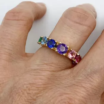 2ctw Round Cut Gradient Size Multicolor Rainbow Band