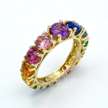 2ctw Round Cut Gradient Size Multicolor Rainbow Band