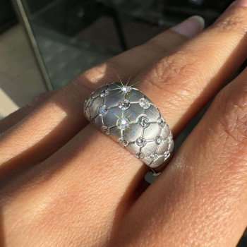 Round Cut White Sapphire Scattered Matte Cocktail Ring