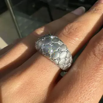 Round Cut White Sapphire Scattered Matte Cocktail Ring