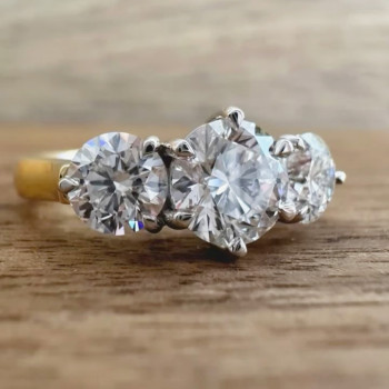 6.5ctw Round Cut Two Tone Three-stone Engagement Ring