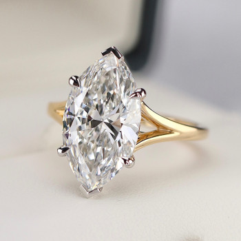 3.8ct Marquise Cut Two Tone Split Shank Classic Engagement Ring