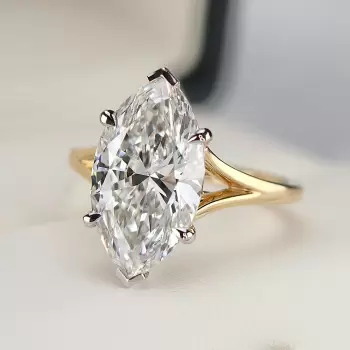 3.8ct Marquise Cut Two Tone Split Shank Classic Engagement Ring