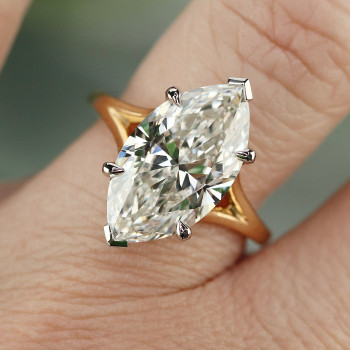 3.8ct Marquise Cut Two Tone Split Shank Classic Engagement Ring