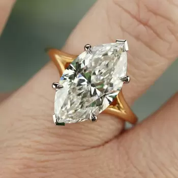 3.8ct Marquise Cut Two Tone Split Shank Classic Engagement Ring
