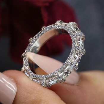 4.5ctw East-west Radiant Cut Three-side Eternity Ring