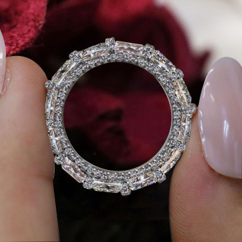 4.5ctw East-west Radiant Cut Three-side Eternity Ring