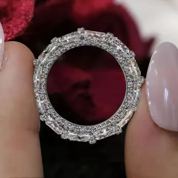 4.5ctw East-west Radiant Cut Three-side Eternity Ring