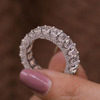4.6ctw Emerald Cut Three-side Anniversary Gift Eternity Ring