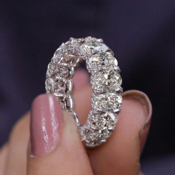 7ctw Oval Cut White Sapphire Three-side Classic Eternity Ring