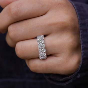 7ctw Oval Cut White Sapphire Three-side Classic Eternity Ring