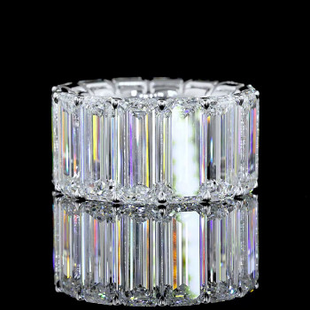 25ctw Long Emerald Cut White Sapphire Full Eternity Ring