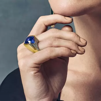 9.5ct Tanzanite Blue Sapphire Two Tone Cocktail Ring