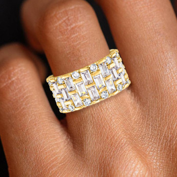 8ctw Baguette and Round Cut Unisex Eternity Ring