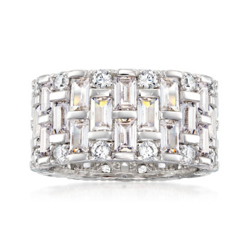 8ctw Baguette and Round Cut Unisex Eternity Ring