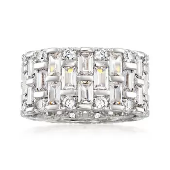 8ctw Baguette and Round Cut Unisex Eternity Ring