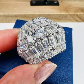 14ctw Round and Baguette Cut Bold Cocktail Ring