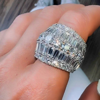 14ctw Round and Baguette Cut Bold Cocktail Ring