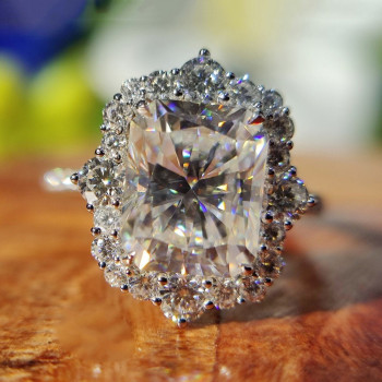 3.5ct Radiant Cut Vintage Halo Engagement Ring