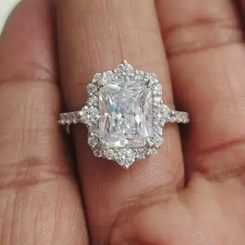 3.5ct Radiant Cut Vintage Halo Engagement Ring
