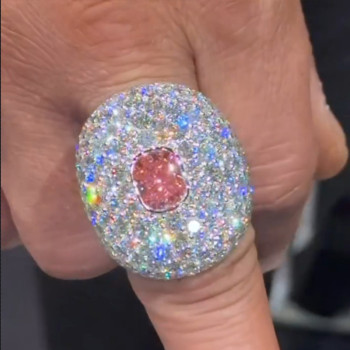 Cushion Cut Pink Sapphire Allover Paved Bold Cocktail Ring