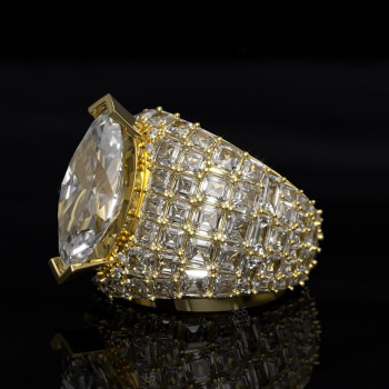 16ctw Marquise & Asscher Cut Allover-setting Unisex Ring