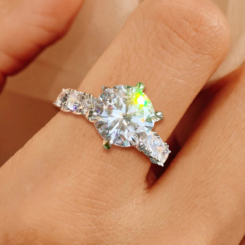 3ct Round Cut White Sapphire Classic Engagement Ring
