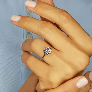 Simple Round Cut White Sapphire Solitaire Ring