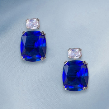 32ctw Cushion Cut Sapphire or  Aquamarine Drop Earrings