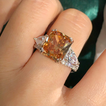6ct Cushion Cut Champagne Sapphire Engagement Ring